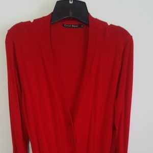 Red cardigan, long length size 16